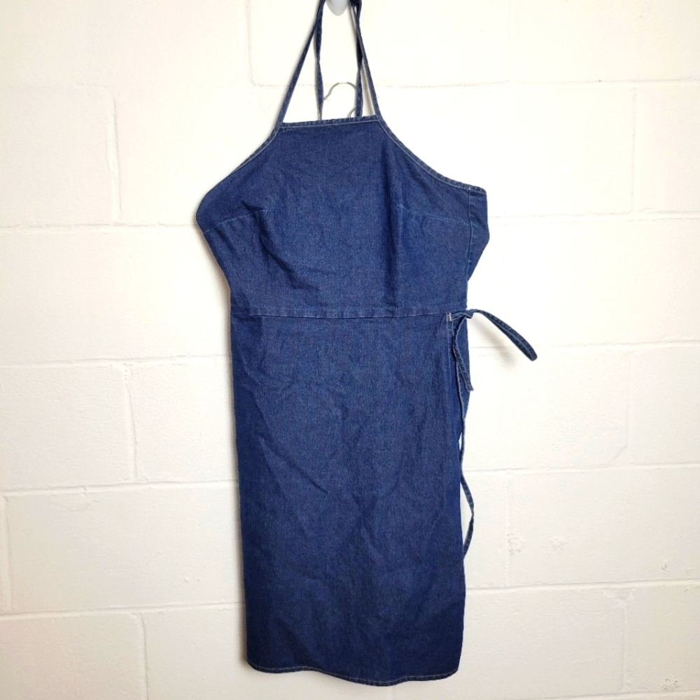 American Eagle Tie Halter High Neckline Denim Mini Dress Size 6